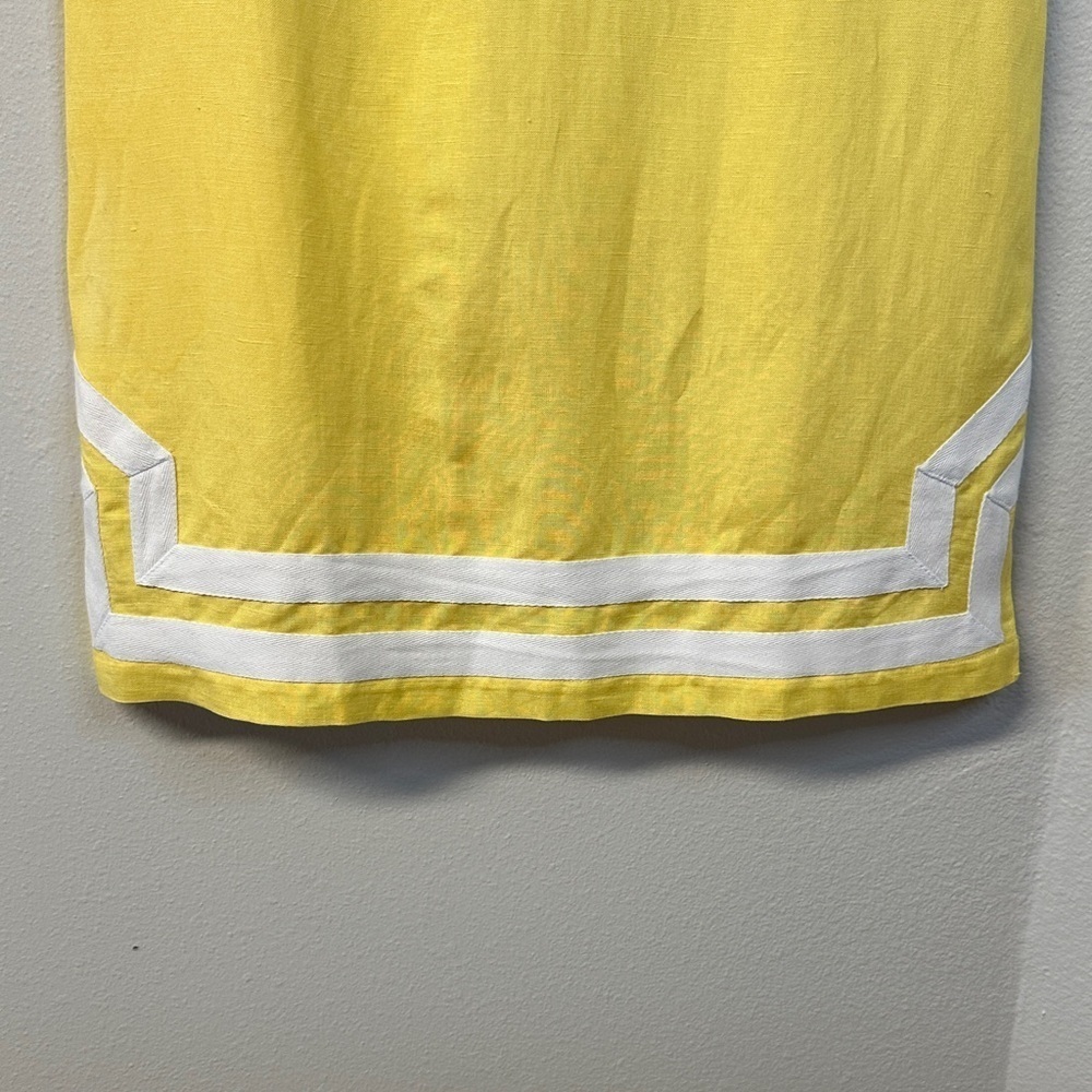 NWT Eliza J Vibrant Yellow Linen Blend Mandarin Collar Sheath Dress 6 - Picture 5 of 8